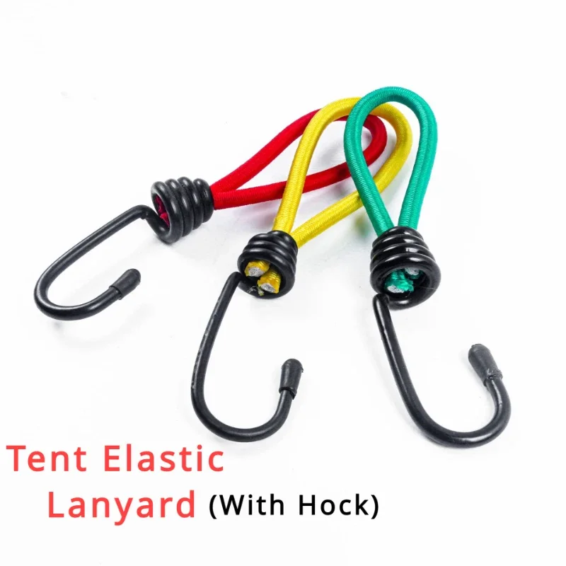 Heavy-duty Elastic Rope Carabiner Hook Ground Nail Fixation Bundle Draw rope Multi-functional Camping Accessories