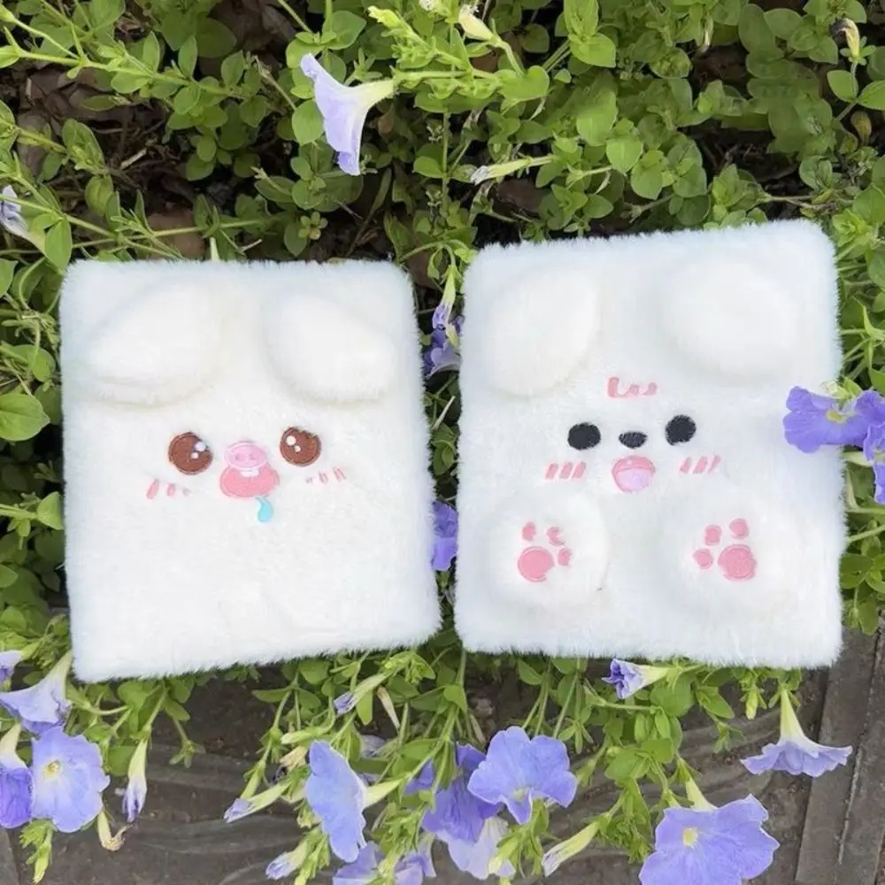 Fluffy Bear Plush Binder Photocard Holder Plush Puppy Cartoon Dog Card Photocard Binder 6 Hole Loose Page Collect Album Notebook