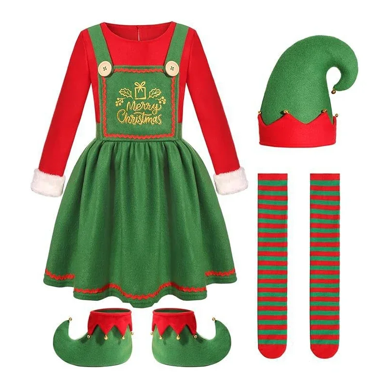 Crianças adulto natal elfo terno cosplay trajes dos desenhos animados vermelho verde natal das mulheres dos homens meninos meninas pai criança define roupas de ano novo