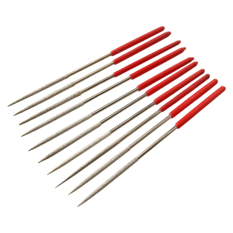 New 10Pcs Diamond Needle File Set 3x140mm Mini Needle File Kit For Stone Glass Metal Carving Craft Hand Tools Needle File