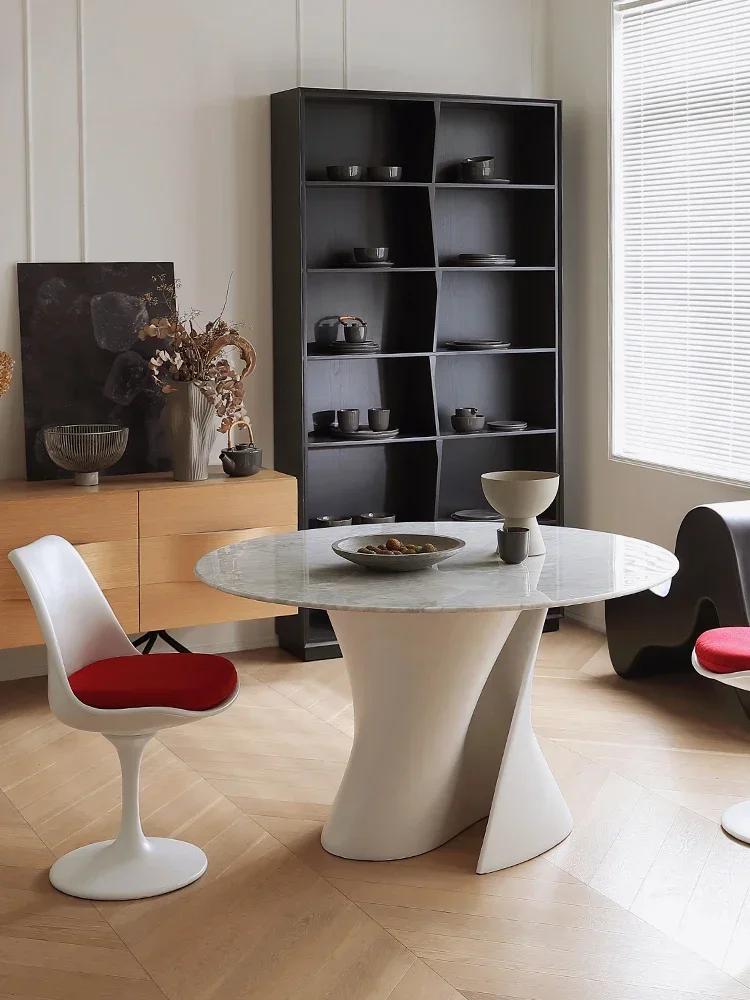 

Bit/Nordic Danish designer marble dining table negotiation table, rock board round table balcony table with turntable