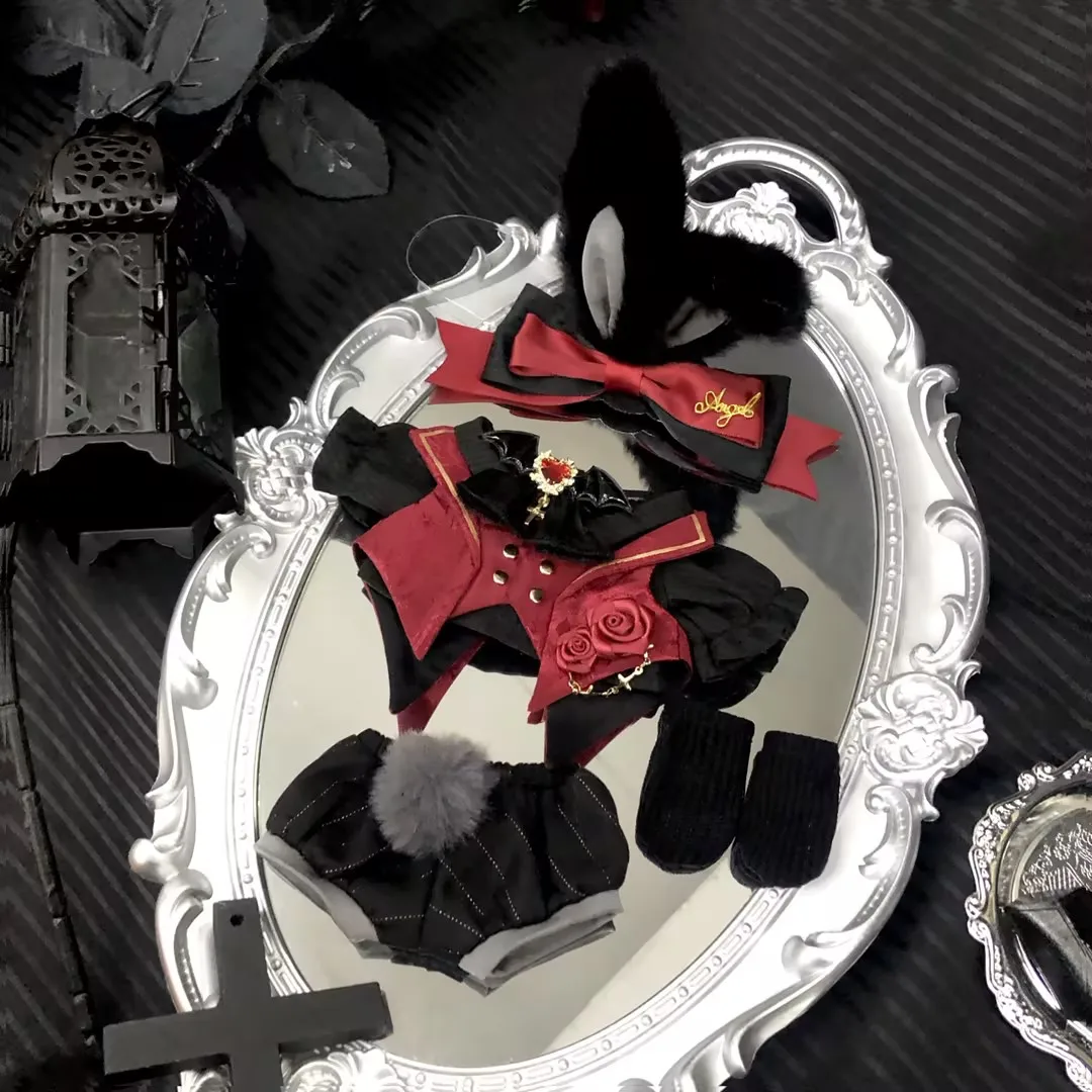 20 سنتيمتر ملابس دمى قميص ربطة القوس فيونكة الجوارب أرنب الأذن أفضل قبعة أسود أزرق الملابس زي دعوى اكسسوارات أنيمي لعبة لعبة الاطفال الهدايا