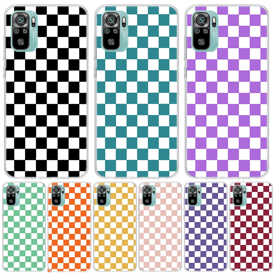 Retro Classic Chess Board Grid Phone Case For Xiaomi Redmi Note 13 14 12S 12 11S 11E Pro Plus 10 10S 11 11T + 14Pro 5G 4G Cover 