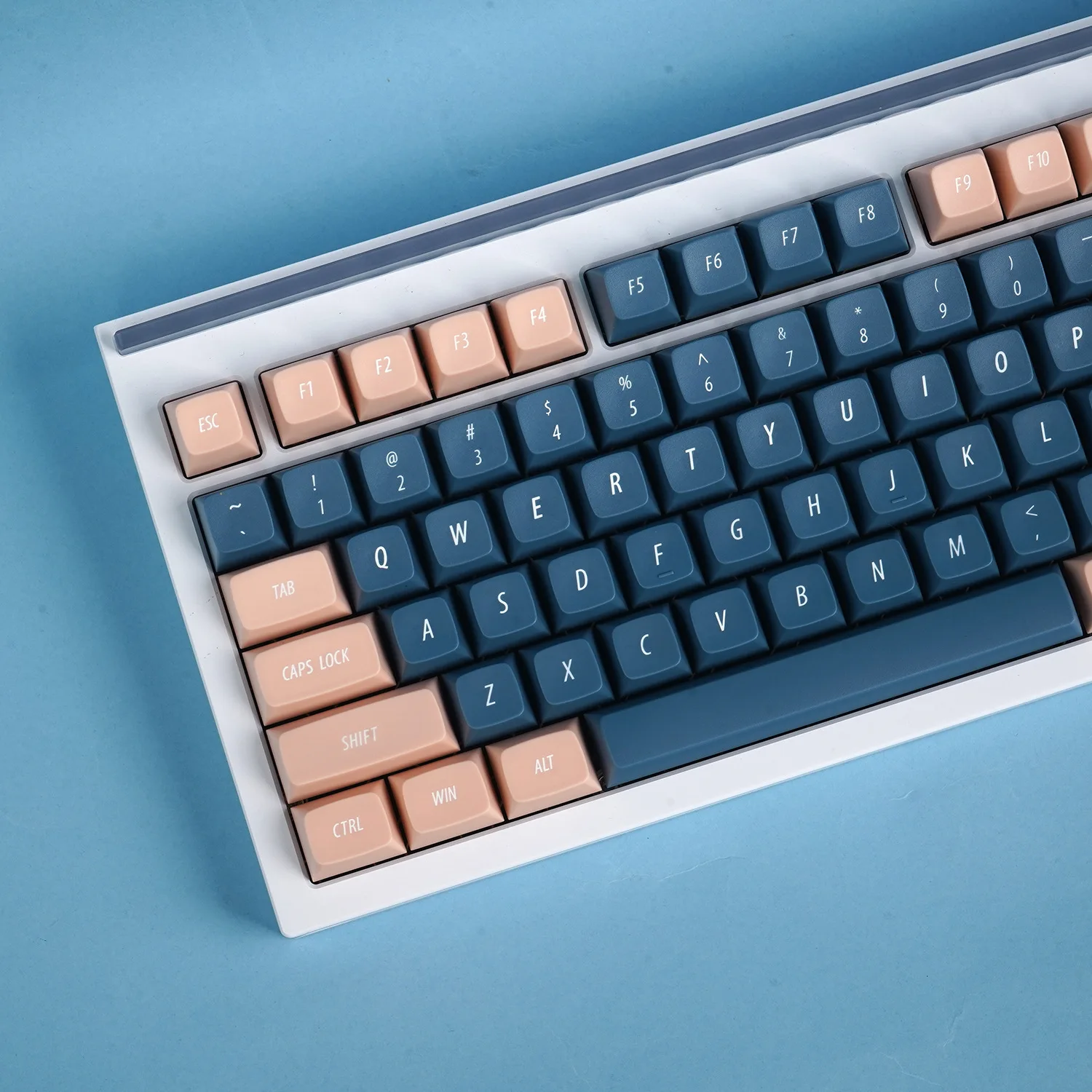 Height two-color molding keycaps small full set opaque mechanical keyboard moon blue theme height
