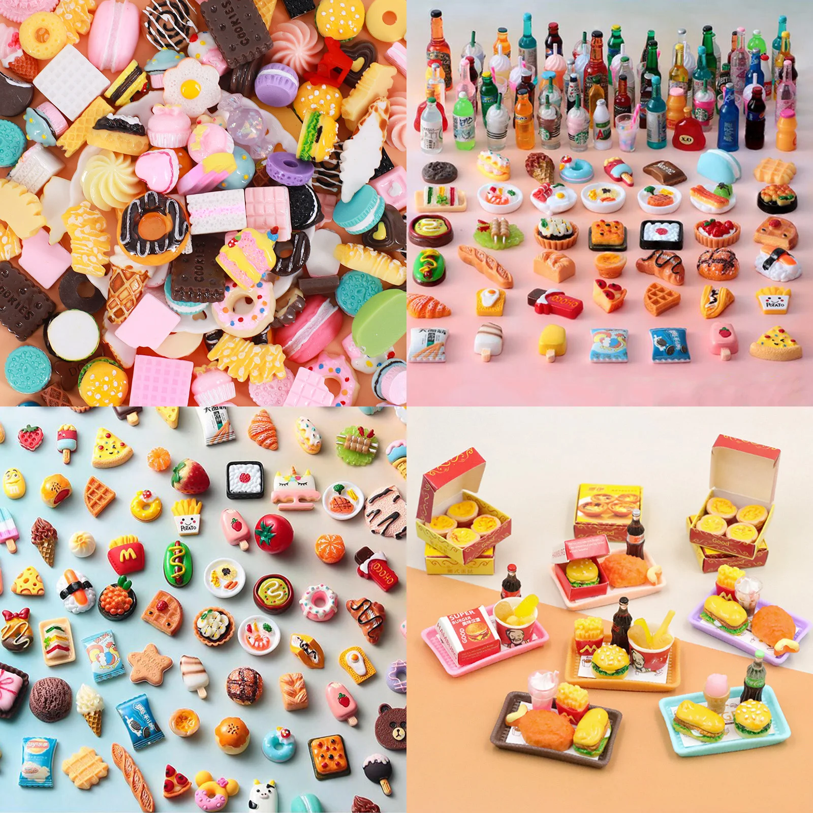 Miniature items Dollhouse Food Snacks ice cream Dessert Hamburger Wink Drink for Barbiees Blyth BJD Doll Decoration Accessories