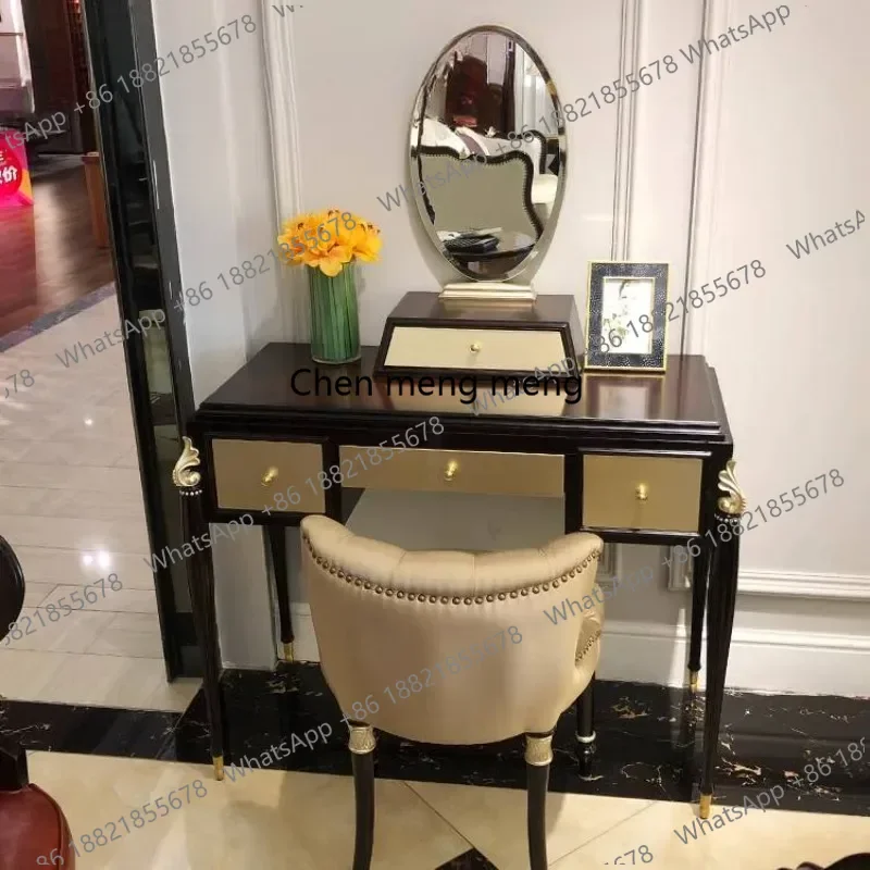 

Stool Drawers Dresser Eithe Girl Mirror Brown Wooden Storage Dressing Table Makeup Hotel Luxury Coiffeuse De Chambre Furniture