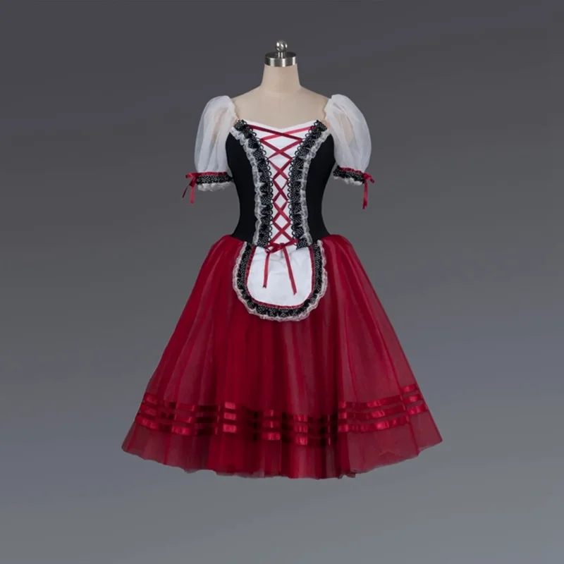 Giselle-vestido longo de bailarina para mulheres, vermelho, fantasia de palco, tutu dançando, vestidos de bailarina, dançando