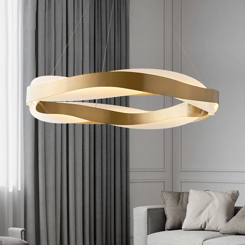 Nordic Modern Ring LED Dimmable Chandelier For Living Room Bedroom Dining Table Pendant Lamp Home Decor Lighting Lustre Fixtures