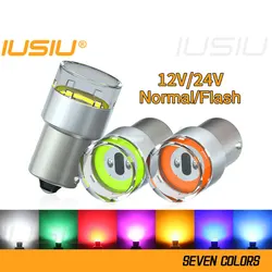 IUSIU 12V 24V 1157 Led Bulb P21W 1156 Strobe BAY15D R5W BA15S R10W P21/5W Lamp Red Brake Reverse Flashing Flash Truck Car Light