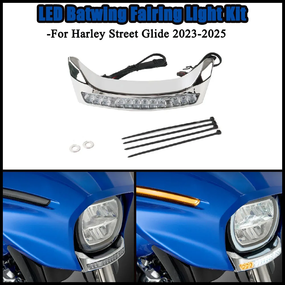 

100% Brand New Waterproof LED Batwing Fairing Light Kit For Harley Davidson Touring Street Glide Motorcycle 2023 2024 2025