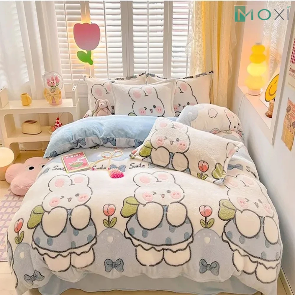 Plush Bed Linen Housse De Couette Home Comforter Covers Warm Quilt Cover Cartoon Style Duvet Covers Velvet(No Pillowcase) Home