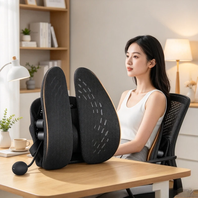 Airbag Lumbar Support Pillow Soft Backrest Cushion with Breathable High Density Wear Resistant Fabric for Office and Car Seats