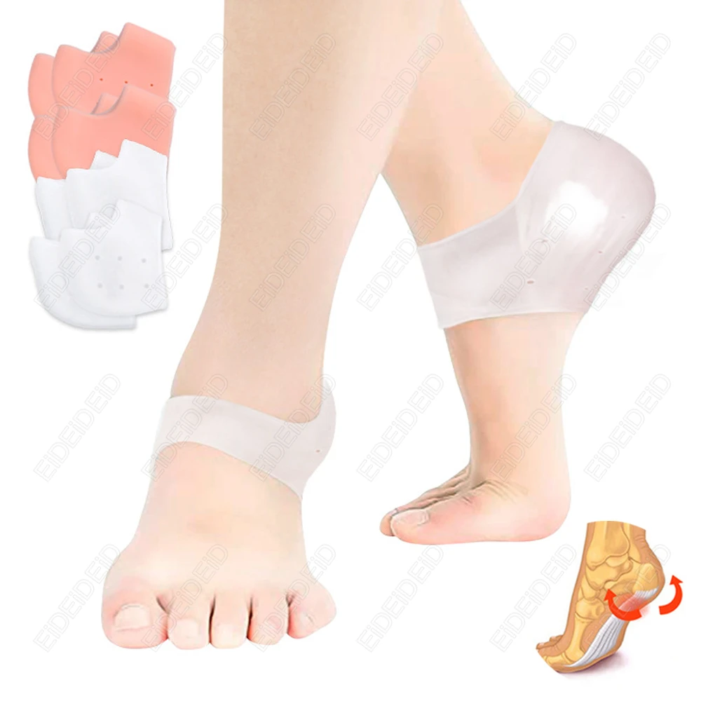 Gel Silicone Heel Protector Heel Cups Spurs Cracked Plantar Fasciitis Gel Heel Pads Sleeve Socks Feet Care Foot Care Insoles