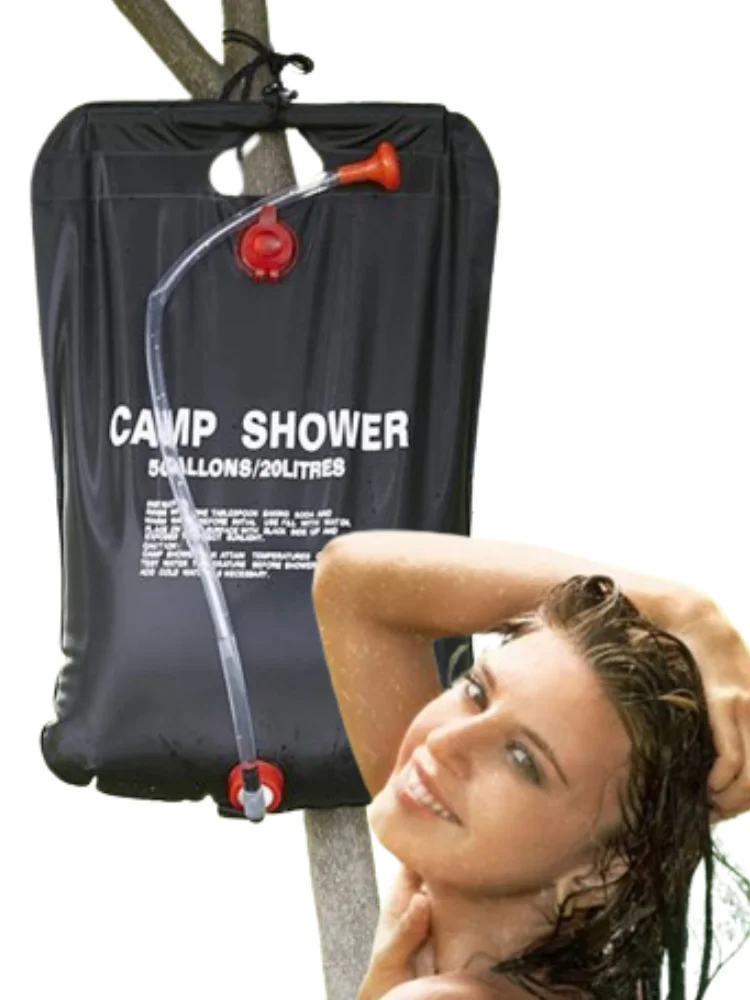 Outdoor Collapsible Solar Bath Water Bag 20L Large Capacity  Water Bag Portable Water Bag With Its Removable Hose Shower Head