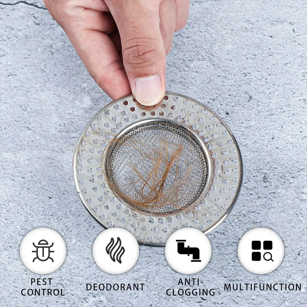 

Кухонный канализационный фильтр из нержавеющей стали с защитой от засорения, сливной фильтр для пола, сетчатый фильтр, ловушка для мусора, сито для раковины