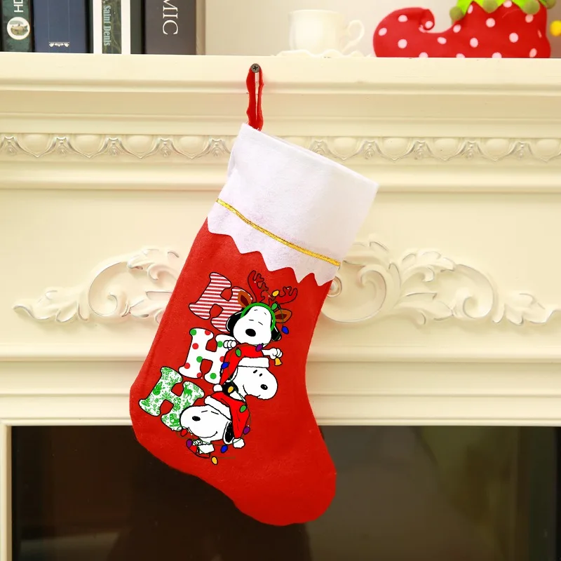 Snoopy Calze natalizie Regali Borse Cartoon Anime Stampa grafica Capodanno Cena Festa Decorazioni per la casa Decorazioni per l'albero di Natale Regalo