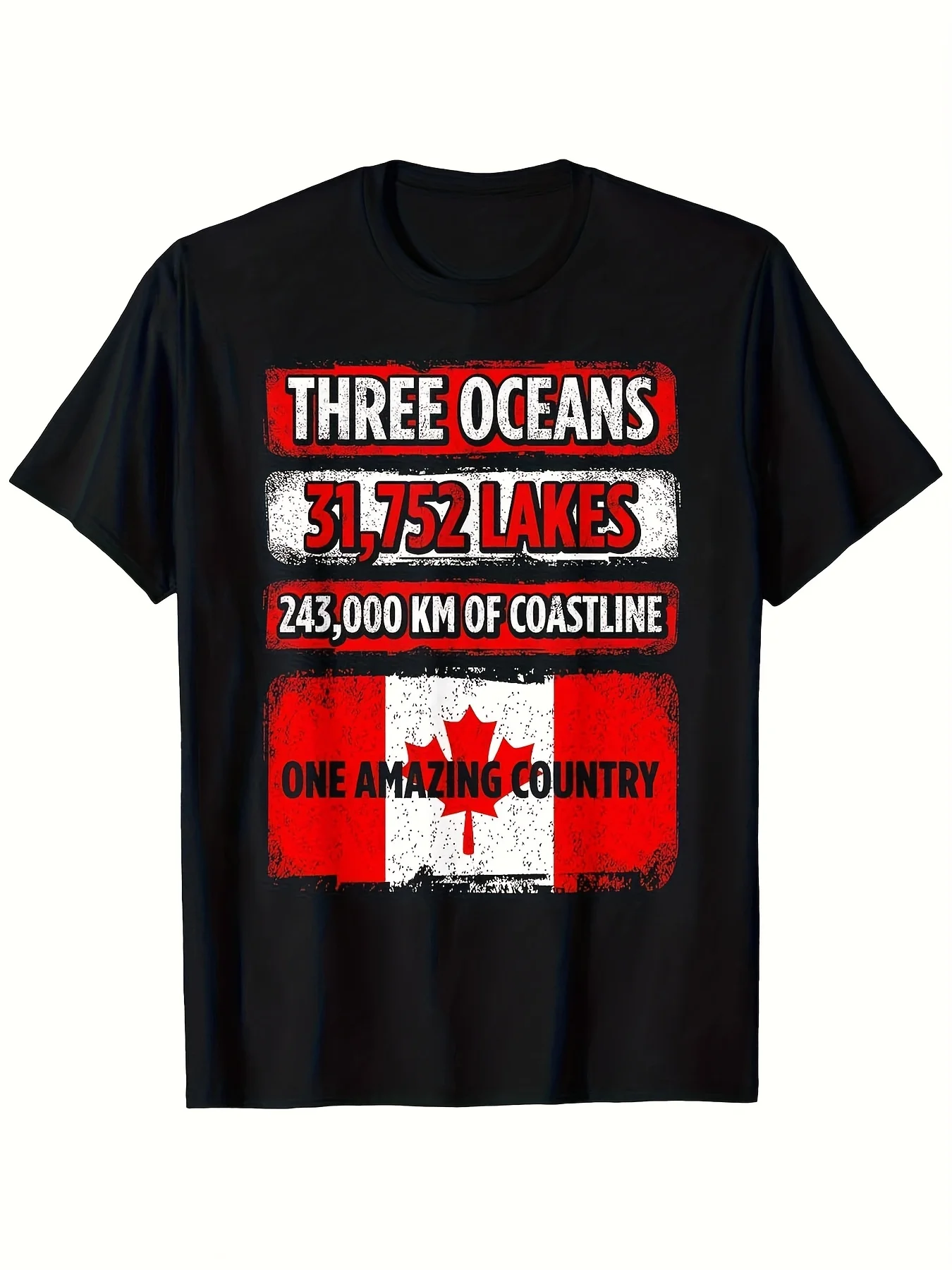 

Футболка Three Oceans Day Canada — 220 г, легкий дышащий чистый хлопок, черный потертый кленовый лист и прибрежный дизайн, унисекс