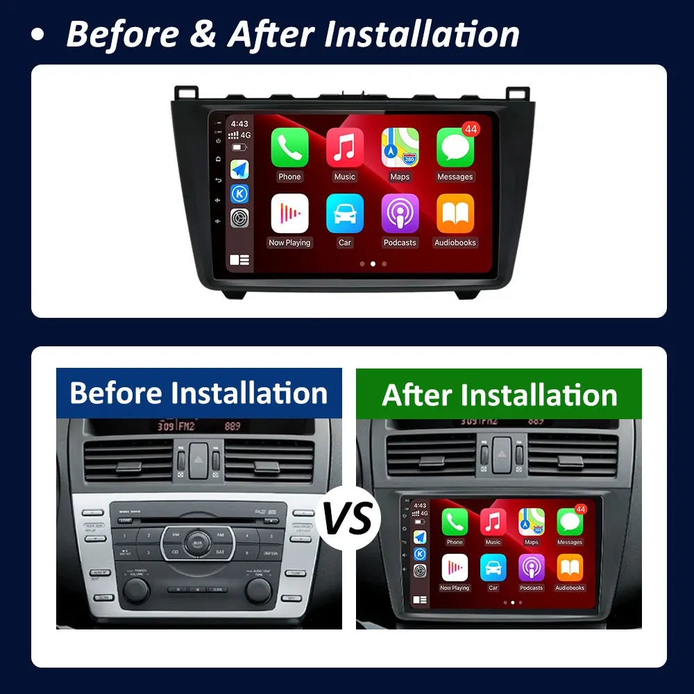 Reproductor Multimedia con pantalla IPS QLED para coche Mazda, autorradio con Android, DSP, BT, WiFi, 4G, Carplay, para Mazda 6 GH 2007 - 2012