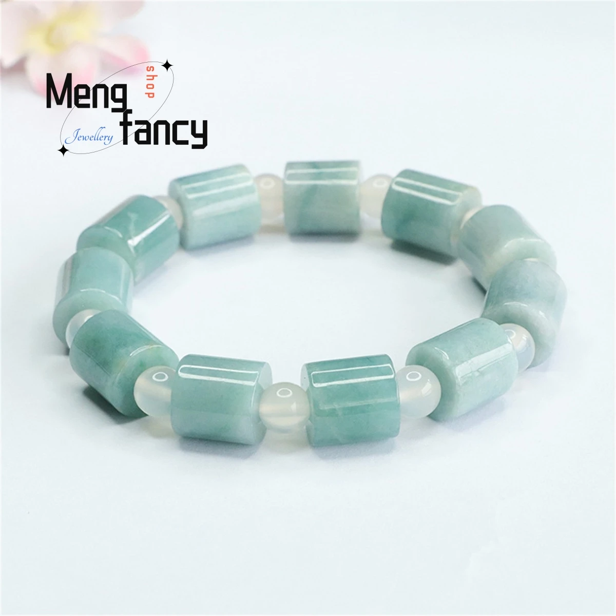 Natural Jadeite Ice Moisturizing Blue Waterway Pass Bracelet Simple Generous Personalized Fashion Versatile Exquisite Jewelry