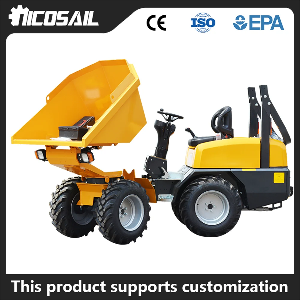 

Wheel dump truck with large loading capacity, maximum rotation angle of 260 ° mini dump truck with rotation