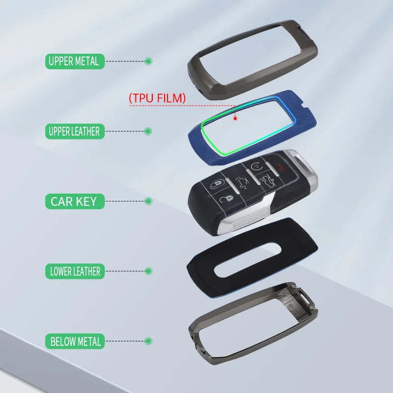 Car Zinc Key Case Holder Cover Buckle For Dodge RAM 1500 2500 3500 4500 5500 TRX Pickup Chrysler Jeep Grand Cherokee Accessories 5