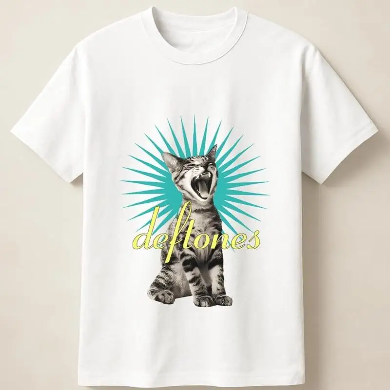 

Deftones with Expressive Kitten and Radiating Pattern T Shirt