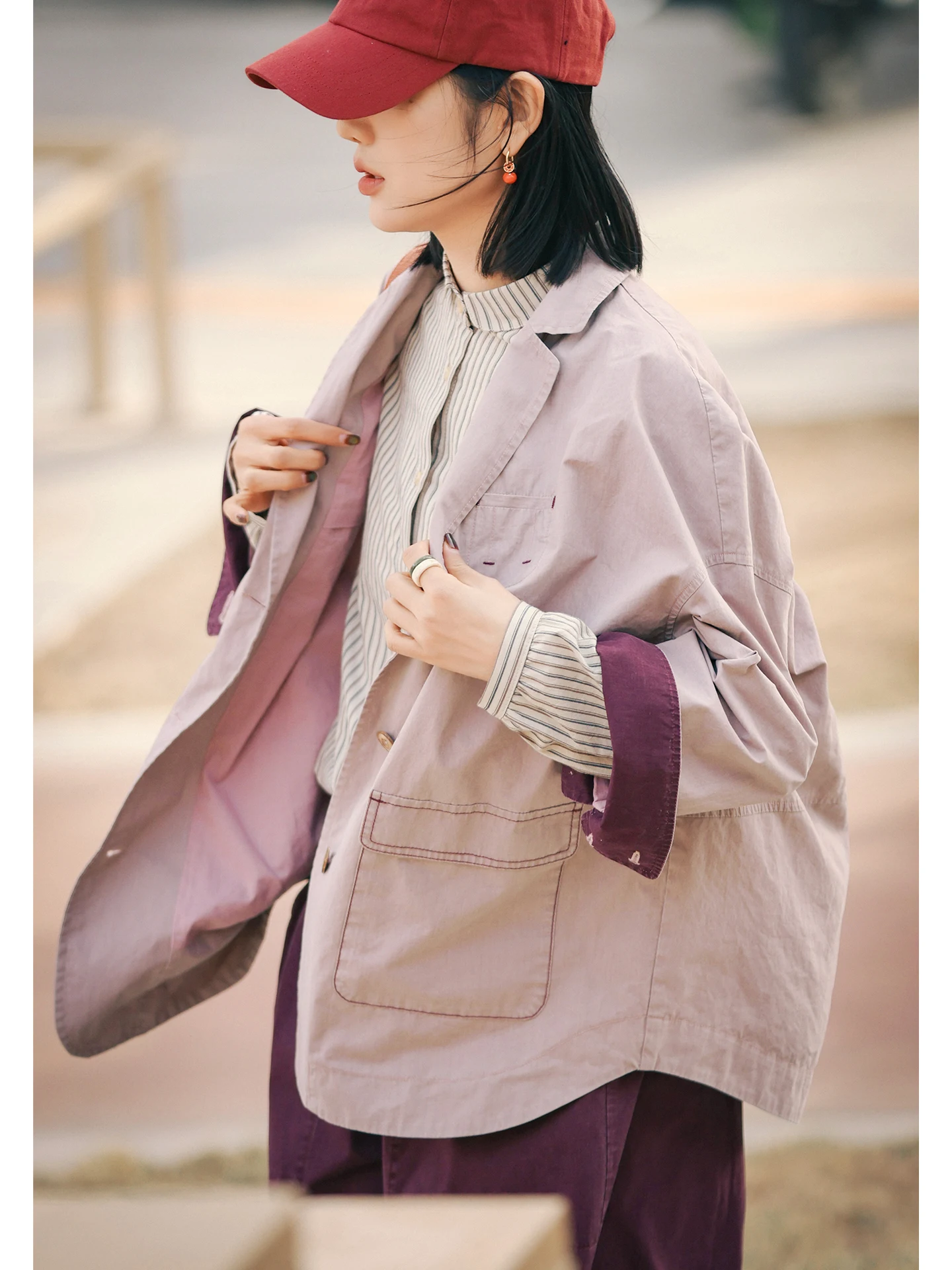 

Женское хлопковое пальто с принтом сакуры, из высокоплотного хлопка, модное повседневное пальто с длинными рукавами на весну