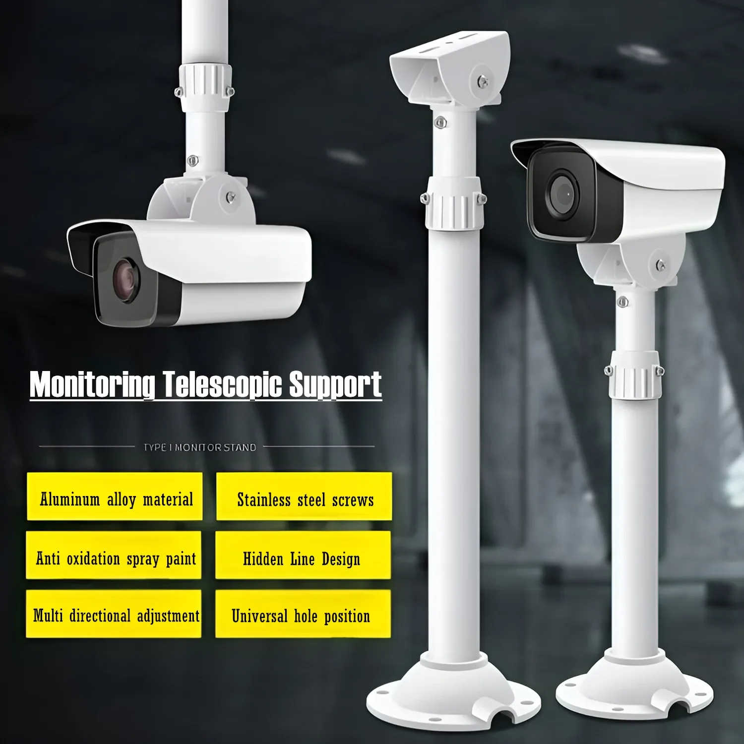 I-Type White Universal Monitoring Telescopic Bracket Bullet Security CCTV Camera Ceiling Mount Bracket Vertical Hoisting Support