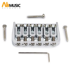 6 String Guitar Fixed Bridge 72.8x38MM-10.6– Metal Hardtail Bridges Replacement Part for Electric Guitar Black/Chrome