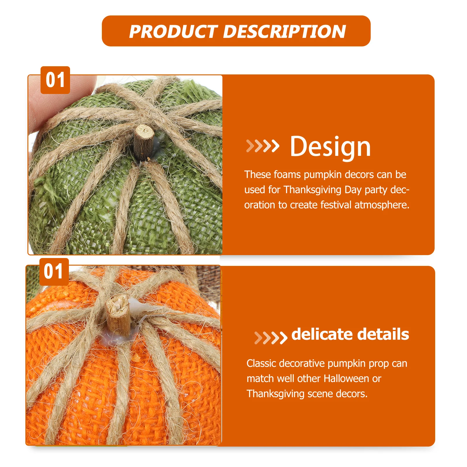 

8 Pcs Halloween Decoration Mini Pumpkins Colorful Ornaments Fake Thanksgiving Decorations