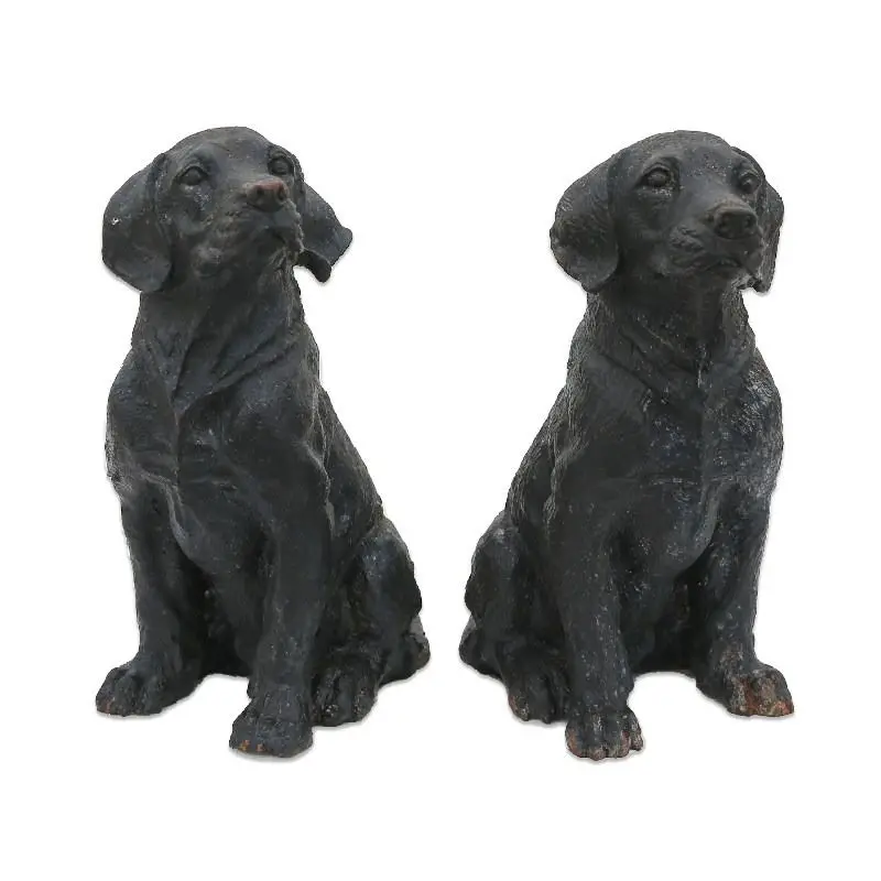 Vintage Cast Iron Labrador Retriever Garden Statue, Sitting Dog & Curious Head Tilt Puppy Sculpture, Farmhouse Outdoor Decor