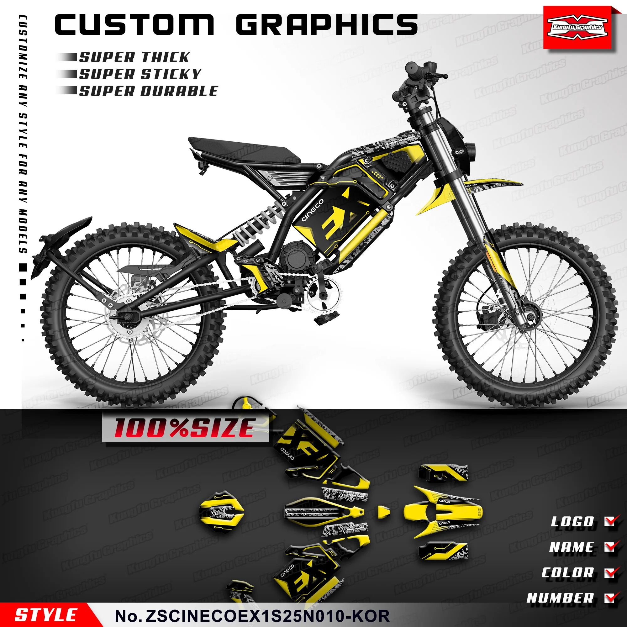 

KUNGFU GRAPHICS Sticker Kit Wrap Design for CINECO EX1-S EX1-RPO Laminated Decals, Restyle, ZSCINECOEX1S25N010-KOR