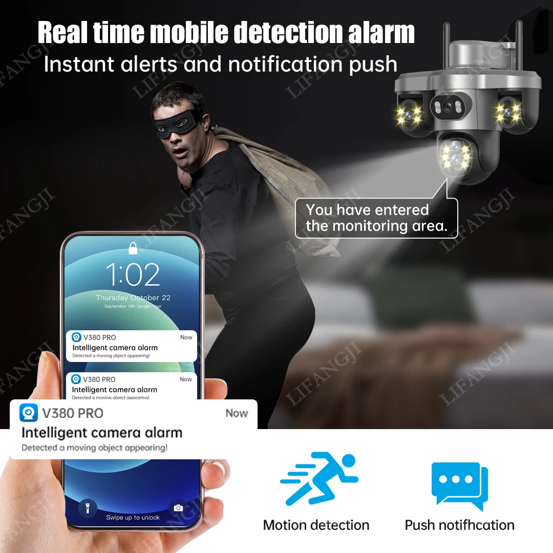 10X زووم بصري 20MP 4G Sim / WiFi كاميرا تعمل بالطاقة الشمسية في الهواء الطلق 3 شاشات CCTV 3-PTZ 360 °   كاميرات مراقبة IP للتتبع التلقائي V380