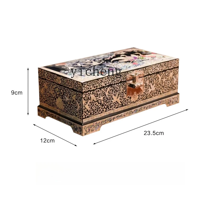 

Zz National Quintessence, Dian Lacquer Box, Songhe Yannian Handmade Chinese Jewelry Storage Box