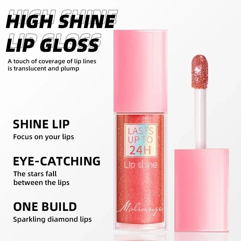 3 couleurs miroir imperméable à l'eau brillant à lèvres hydratant paillettes liquide rouge à lèvres maquillage longue durée brillance dans corail rose liquide rouge à lèvres