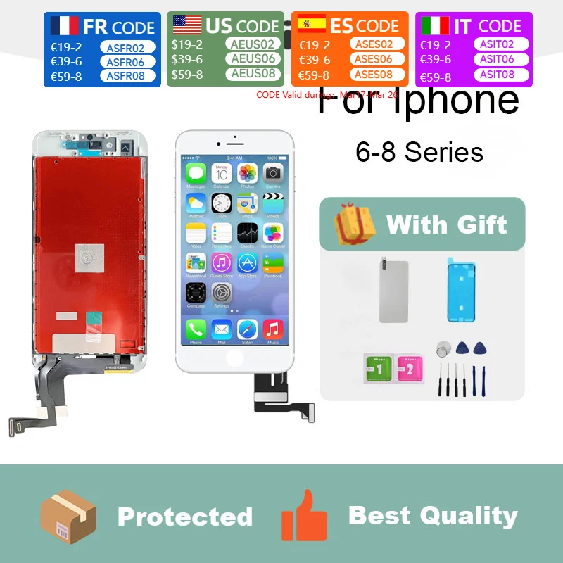 For Iphone 6 7 8 Series Screen Replacement Mobile Phone LCD Display Screen Digitizer Frame Full Assembly With Repair Tools