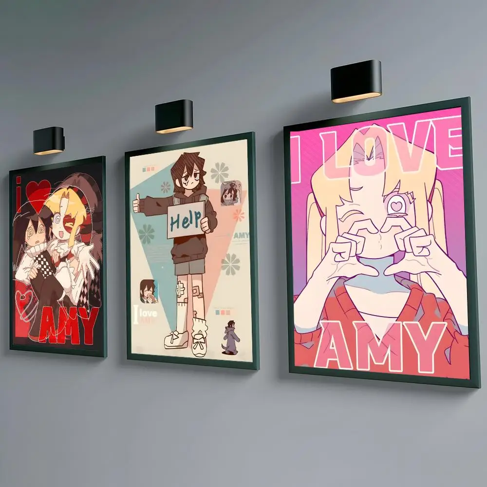 Anime I Love Amy Poster Self-adhesive Waterproof Paper Sticker Coffee House Bar Room Wall Decor