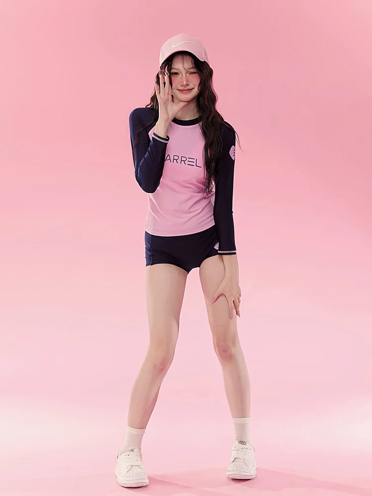 

Женский раздельный купальник Ins Sle Long Sve для серфинга и дайвинга, спортивный, с защитой от солнца, маска, повседневный, с круглым вырезом, бренд Neline