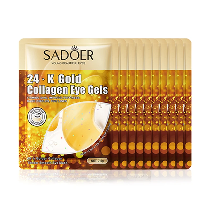 5/10/20/30 Pairs SADOER 24K Gold Crystal Collagen Eye Mask Anti Dark Circles Moisturizing Eye Patches Gels Beauty Eyes Skin Care