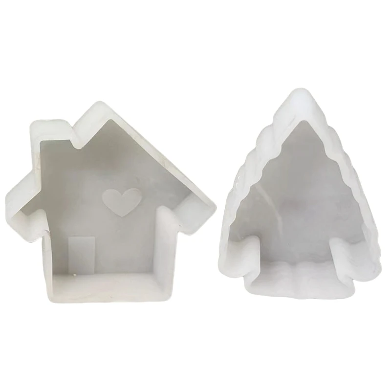 YQ Gifts and Home Decors Mould Silicone House/Christmas Tree Shaped Diffuser Mold for  Gypsum and Clay Craft