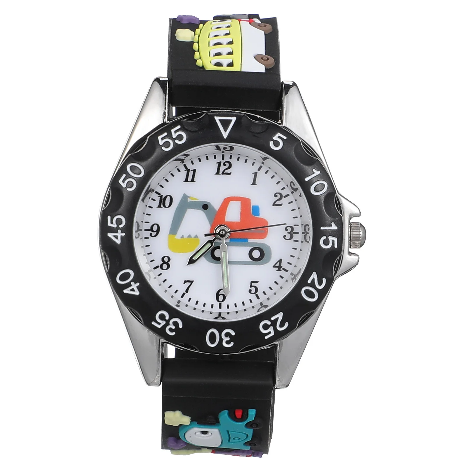 Silicone Kart For Kids Big Dial Clear Numbers Children Quartz Watch Durable Cartoon Design Student Outdoor Travel