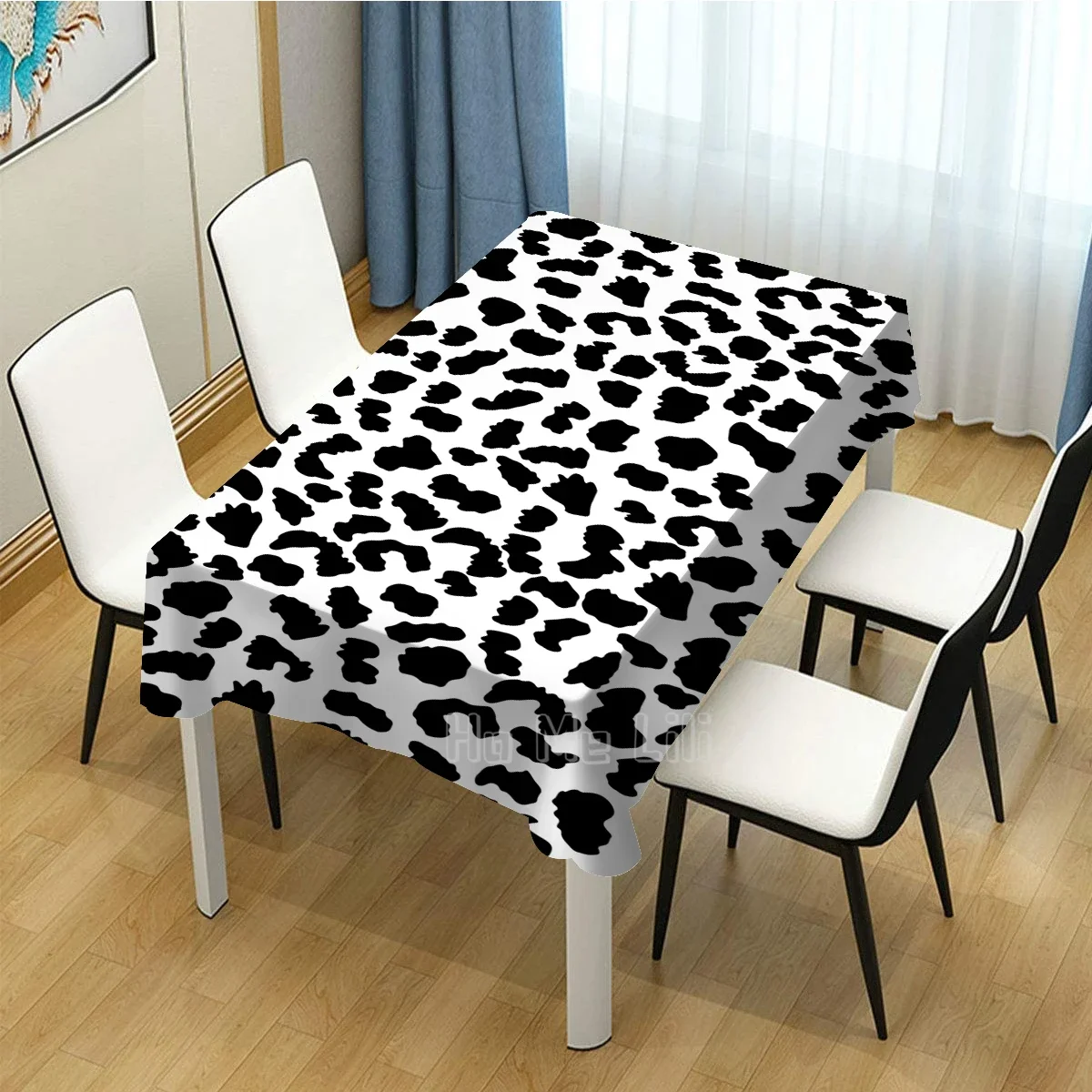 Black And White Spotted Stylish Tablecloth For Indoor And Outdoor Art Decor