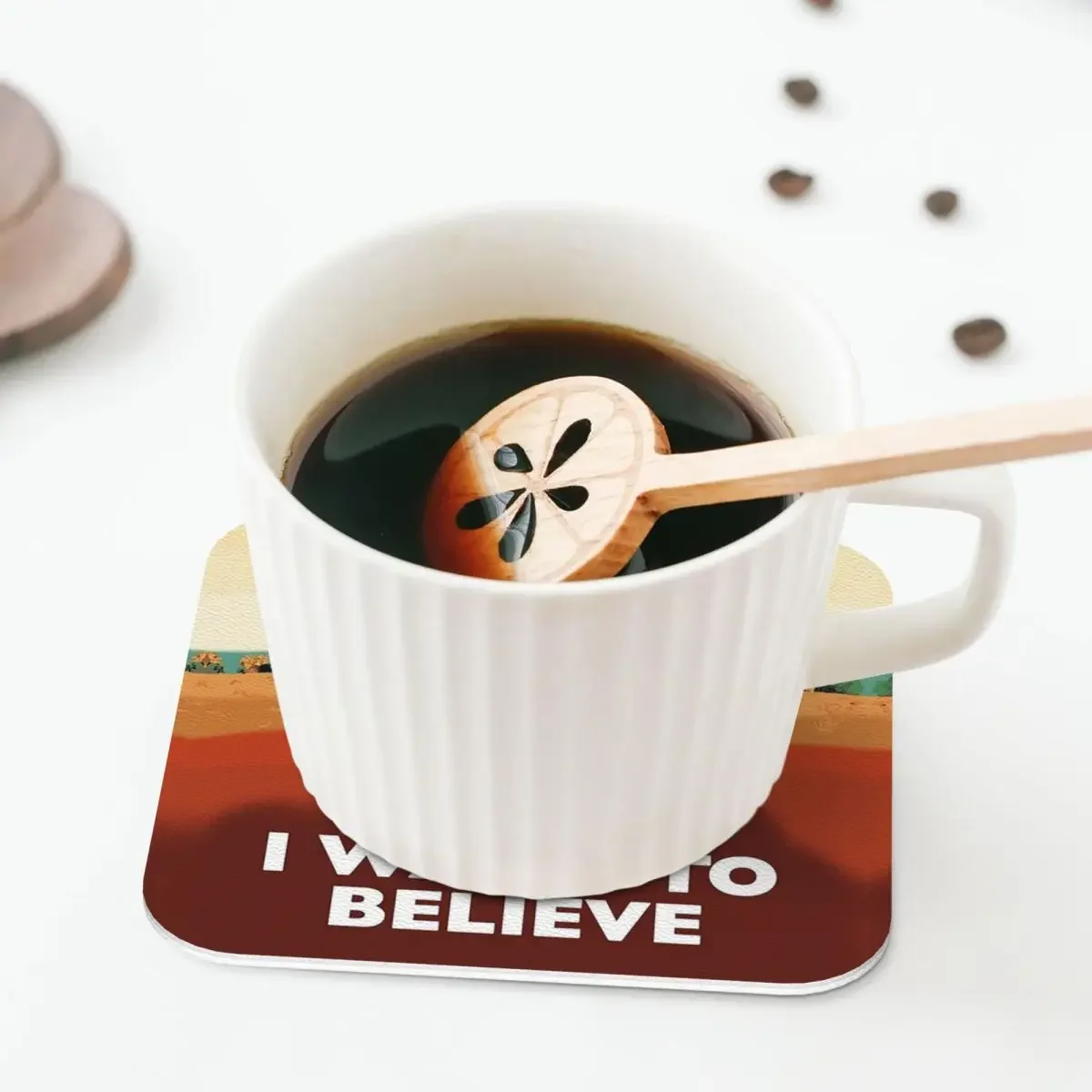 The X Files I Want To Believe FBI P Coasters Kitchen Placemats Non-slip Cup Coffee Mats For Decor Home Tableware Pads Set of 4