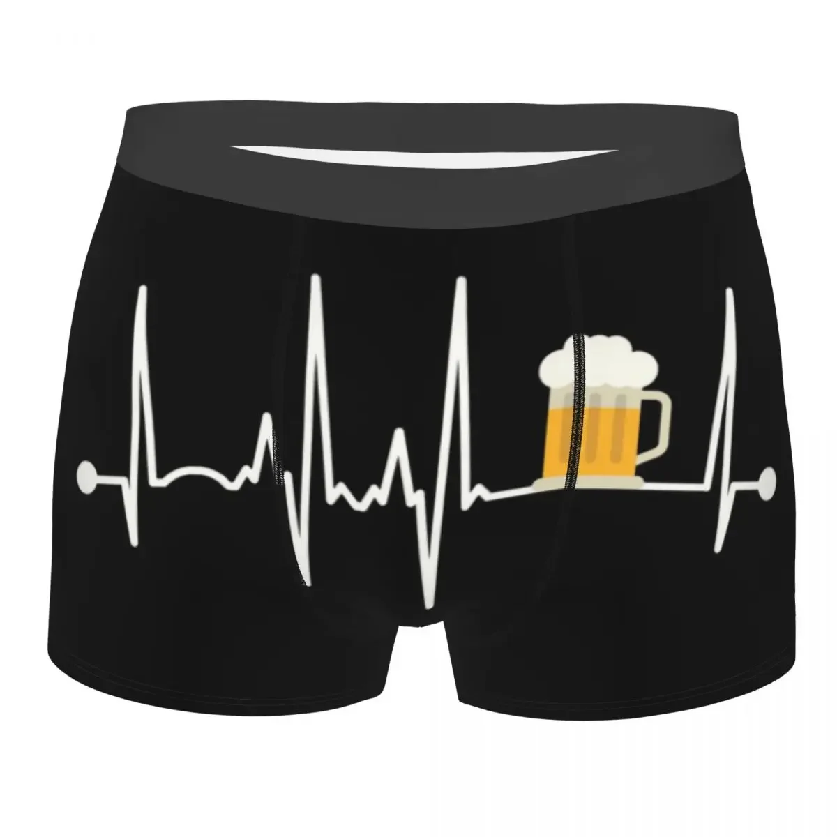 Custom Beer Heartbeat Underwear Men Breathbale Alcohol Lover Boxer Briefs Shorts Panties Soft Underpants For Homme