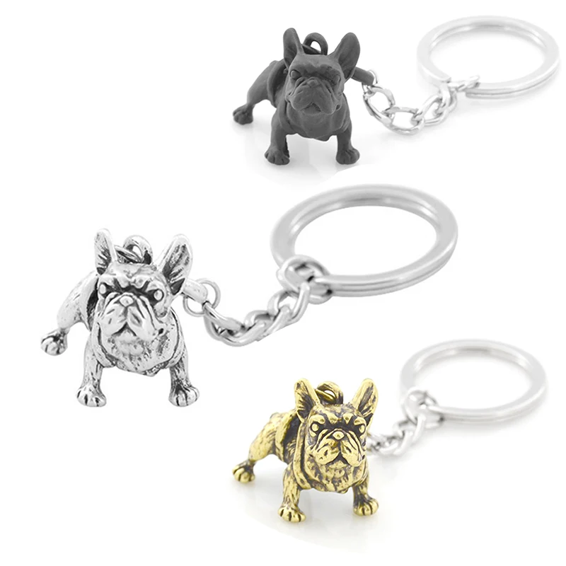 Vintage 3D French Bulldog&Pug Key Chains Cute Animals Keychains Keyring Pet Fashion Jewelry Boyfriend Girls Gift Accessories