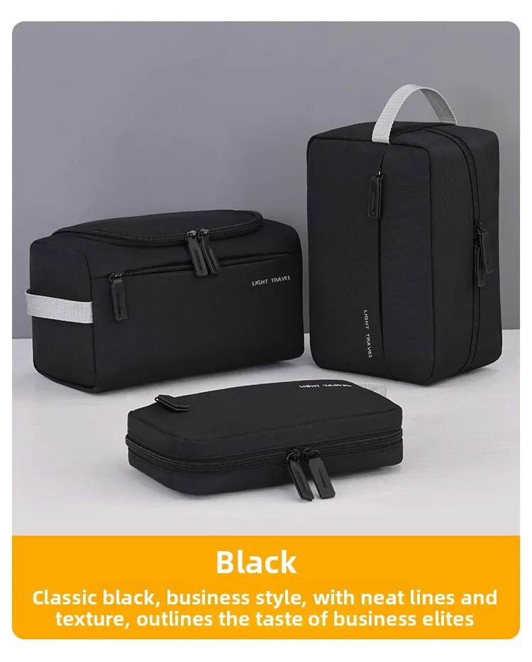 3-in-1 Reise-Toilettentasche für Herren, Oxford-Toilettentasche, wasserabweisende Rasierertasche, Kosmetiktasche, Make-up-Organizer – Detail 7