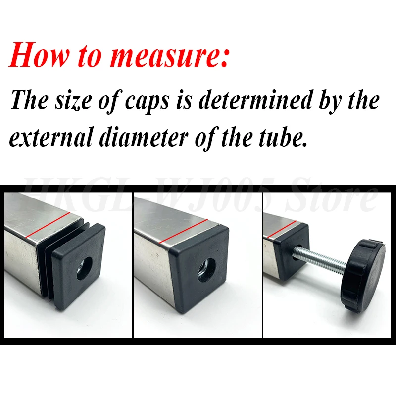 Square/Round Adjustable Foot Mats With Nut Blanking End Cap Pipe Plug Adjustable Screw Foot Pad Furniture Leg Cover End Cap image 2