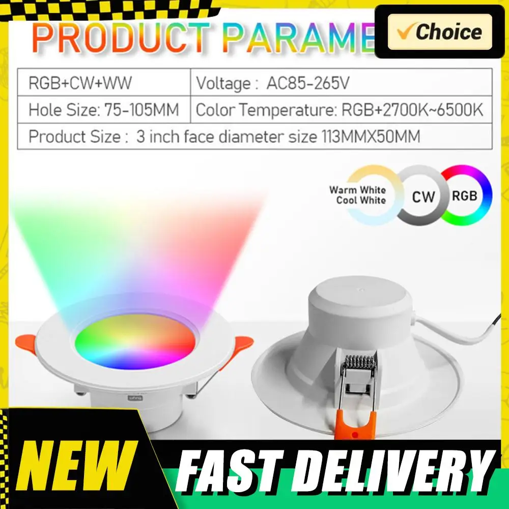 

Умный RGB-светильник 10 Вт с Bluetooth, встраиваемый потолочный светильник с регулировкой яркости для гостиной и спальни