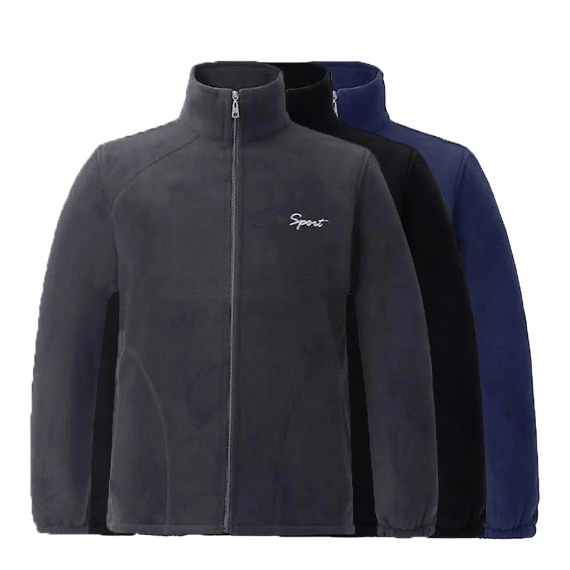 Winter Thicken Polar Fleece Jacket Warmth Windproof Full Zip Up Coat Multiple Pockets Outdoors Plus Size Jackets Outwear
