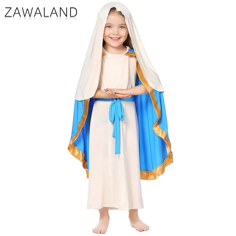 Zawaland Halloween Children Set Holiday Party Sleeveless Robe Cape Fashion Shepherd Cosplay Costume Performance Clothing